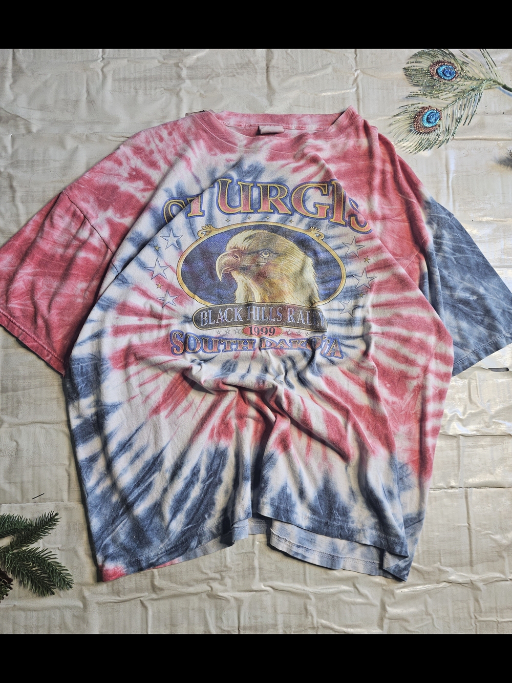 Harley-Davidson Red White Blue Tie-Dye Eagle Graphic Tee